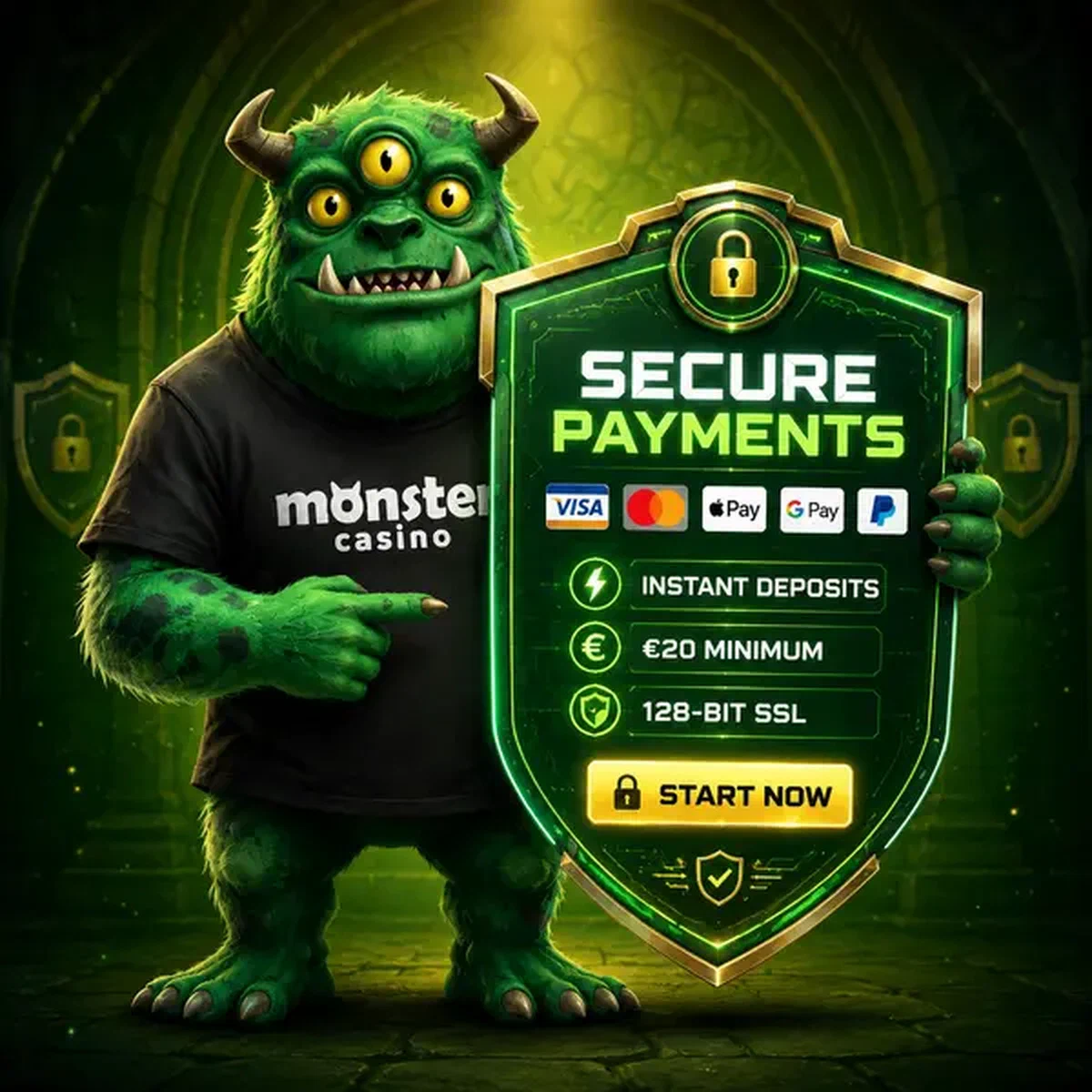 MonsterMo protects secure payment methods at Payment Methods with digital shield